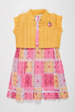 Chic Girls Summer Cotton Frock with Matching Jacket - Bright and Playful Patterns