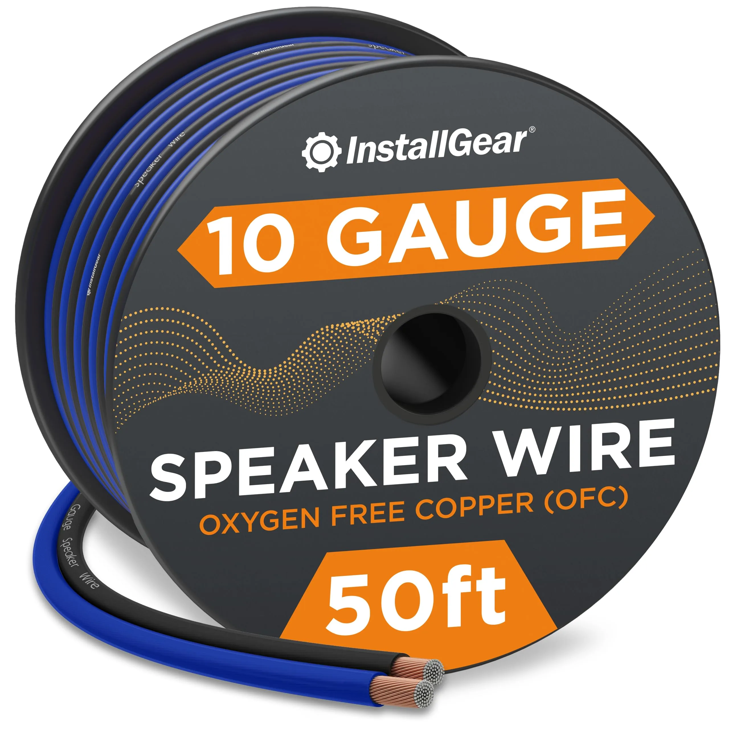 10 Gauge Awg Speaker Wire (50ft - Blue/Black) - Speaker Cable For Car Speakers