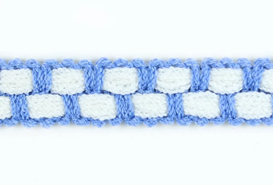 1/2" French Blue & White Wool Braided Trim