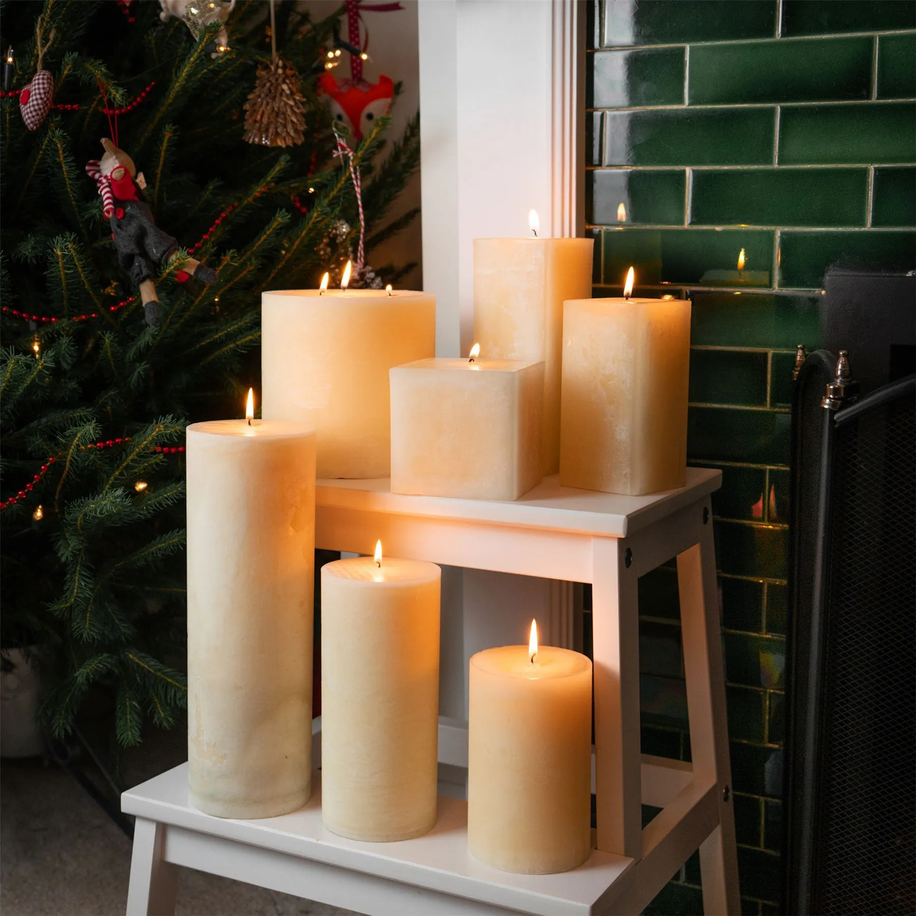 14.5cm Vanilla Round Pillar Candle - By Nicola Spring