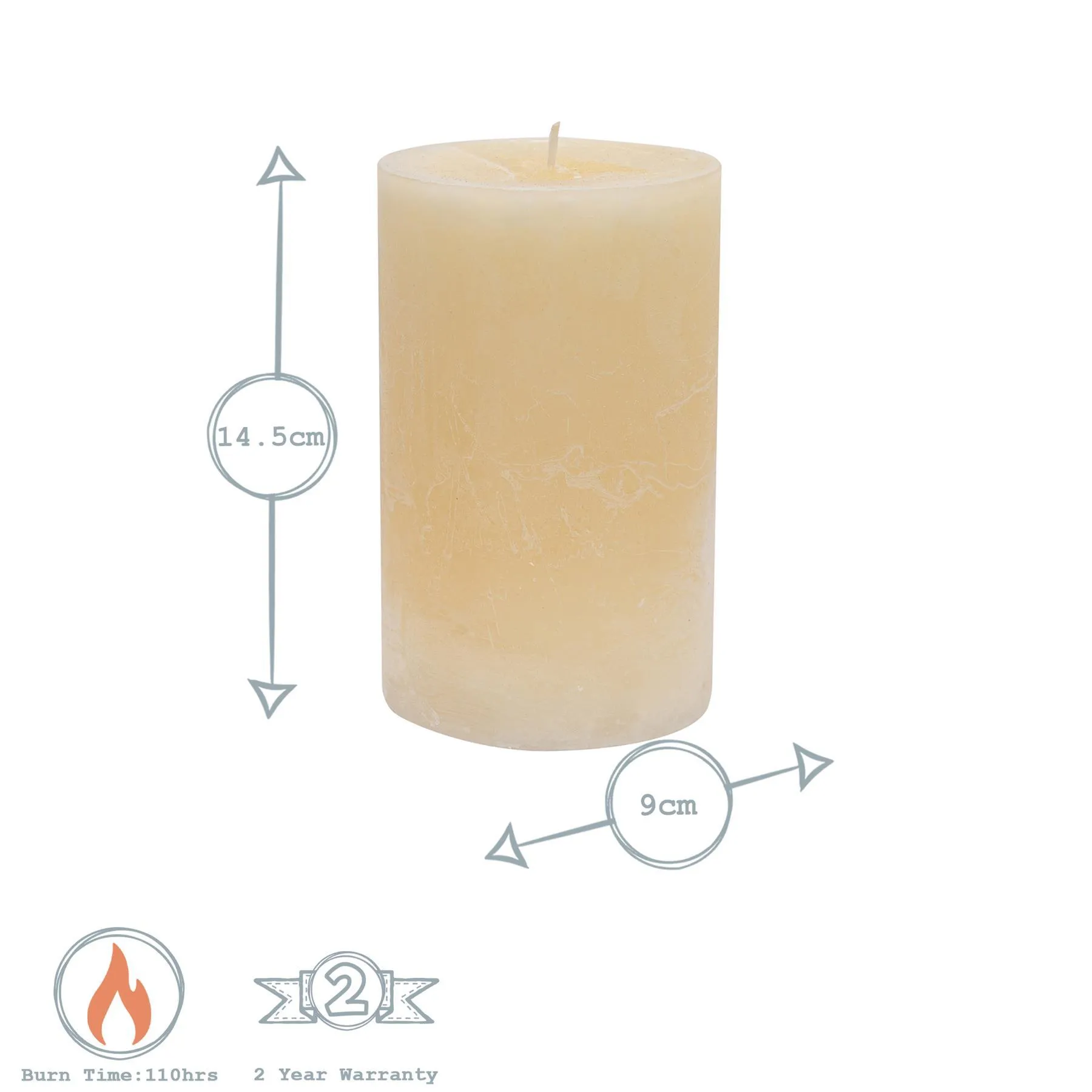 14.5cm Vanilla Round Pillar Candle - By Nicola Spring