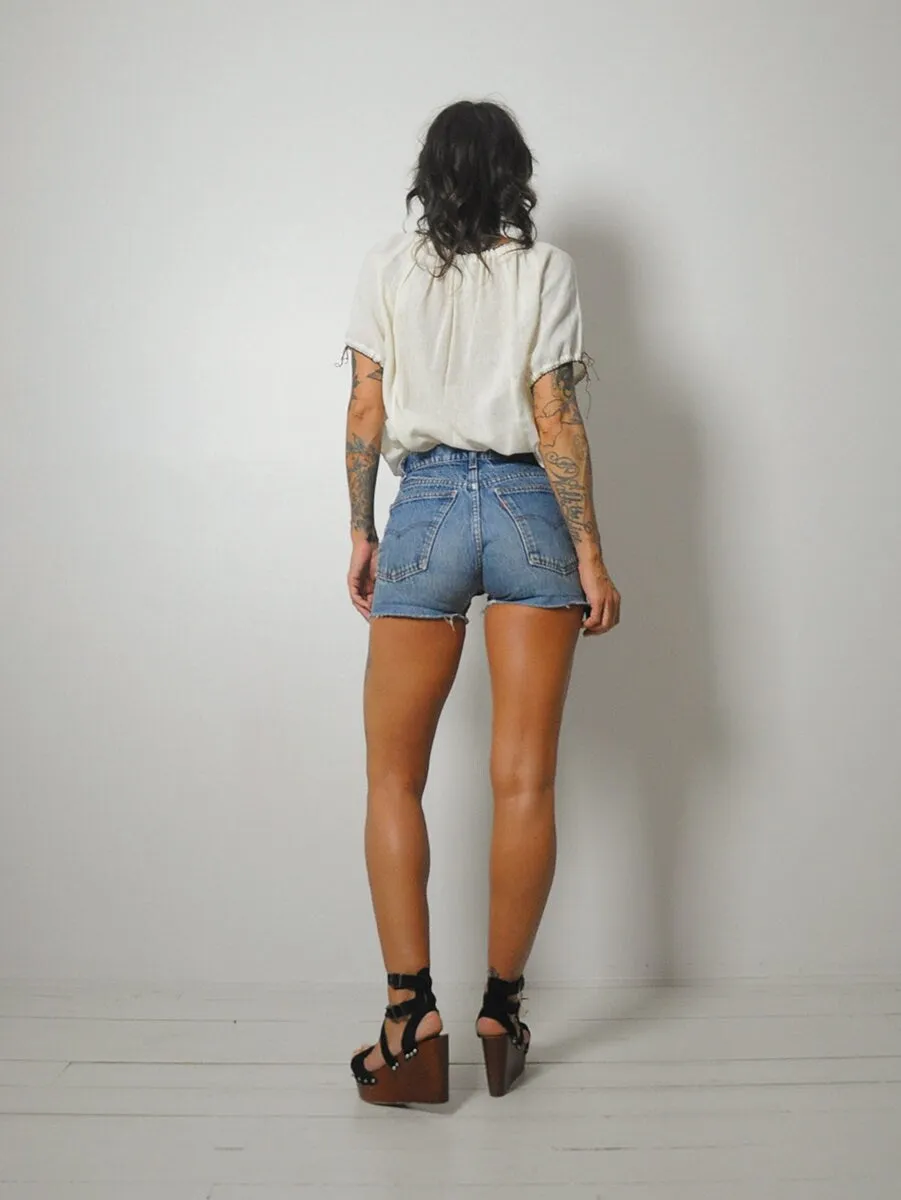 1980's Levi's Ripped & Frayed Cut Offs