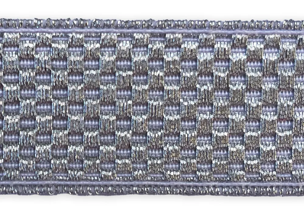 1" Metallic Silver Checkered Flat Trim (Made in Germany)