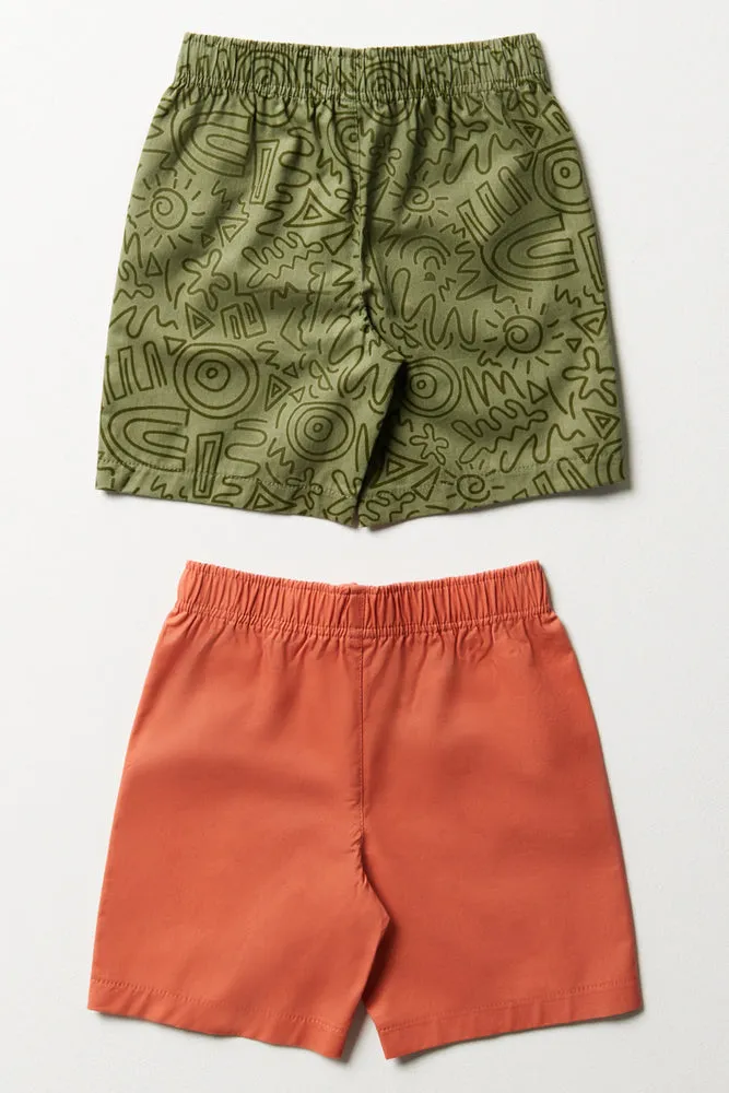 2 Pack Shorts Orange & Green