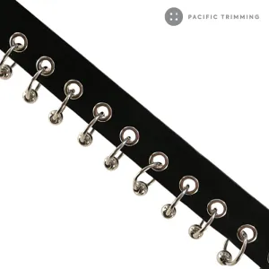 20mm Black PU Trim with Eyelet and Rings