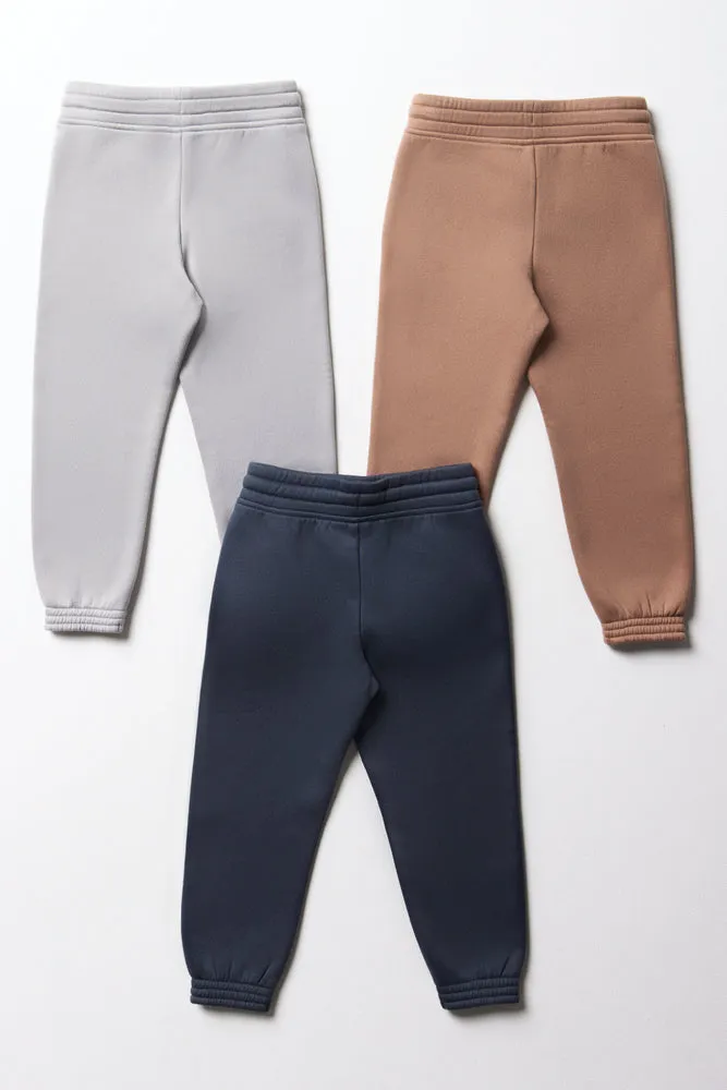 3 Pack Trackpants Teal, Grey & Brown