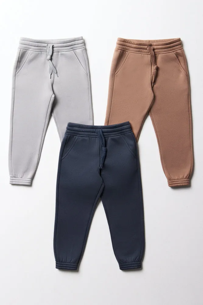 3 Pack Trackpants Teal, Grey & Brown