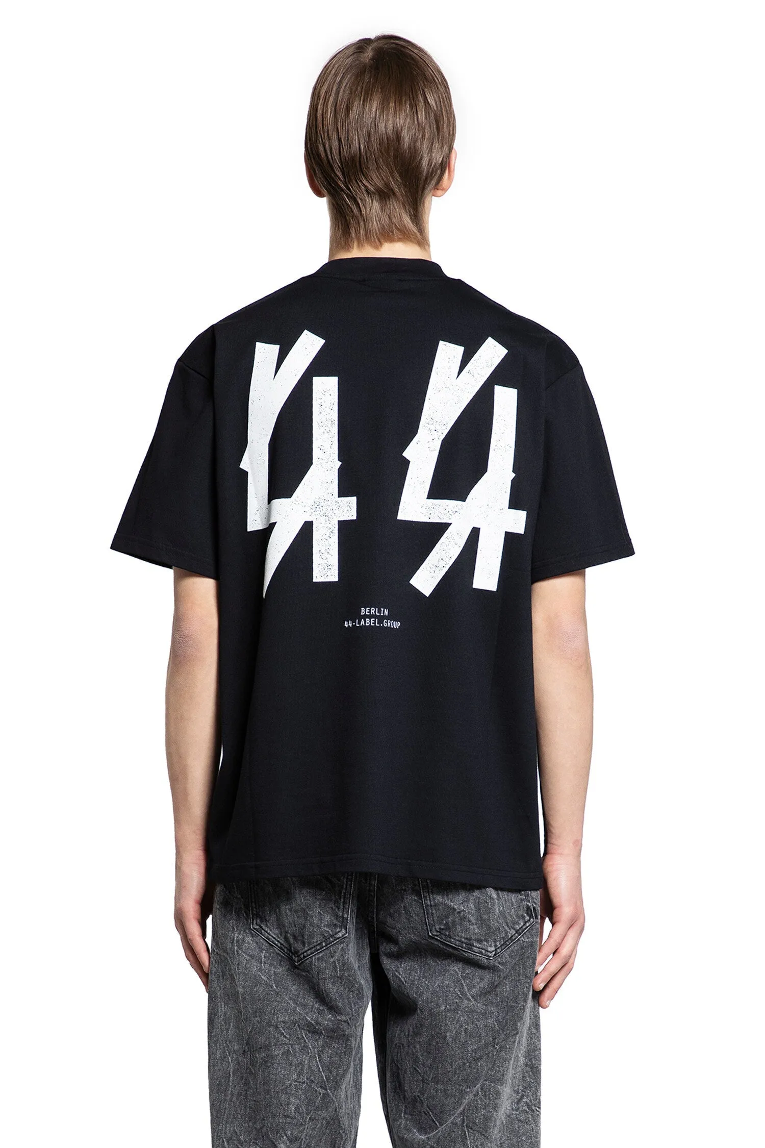 44 LABEL GROUP MAN BLACK T-SHIRTS & TANK TOPS