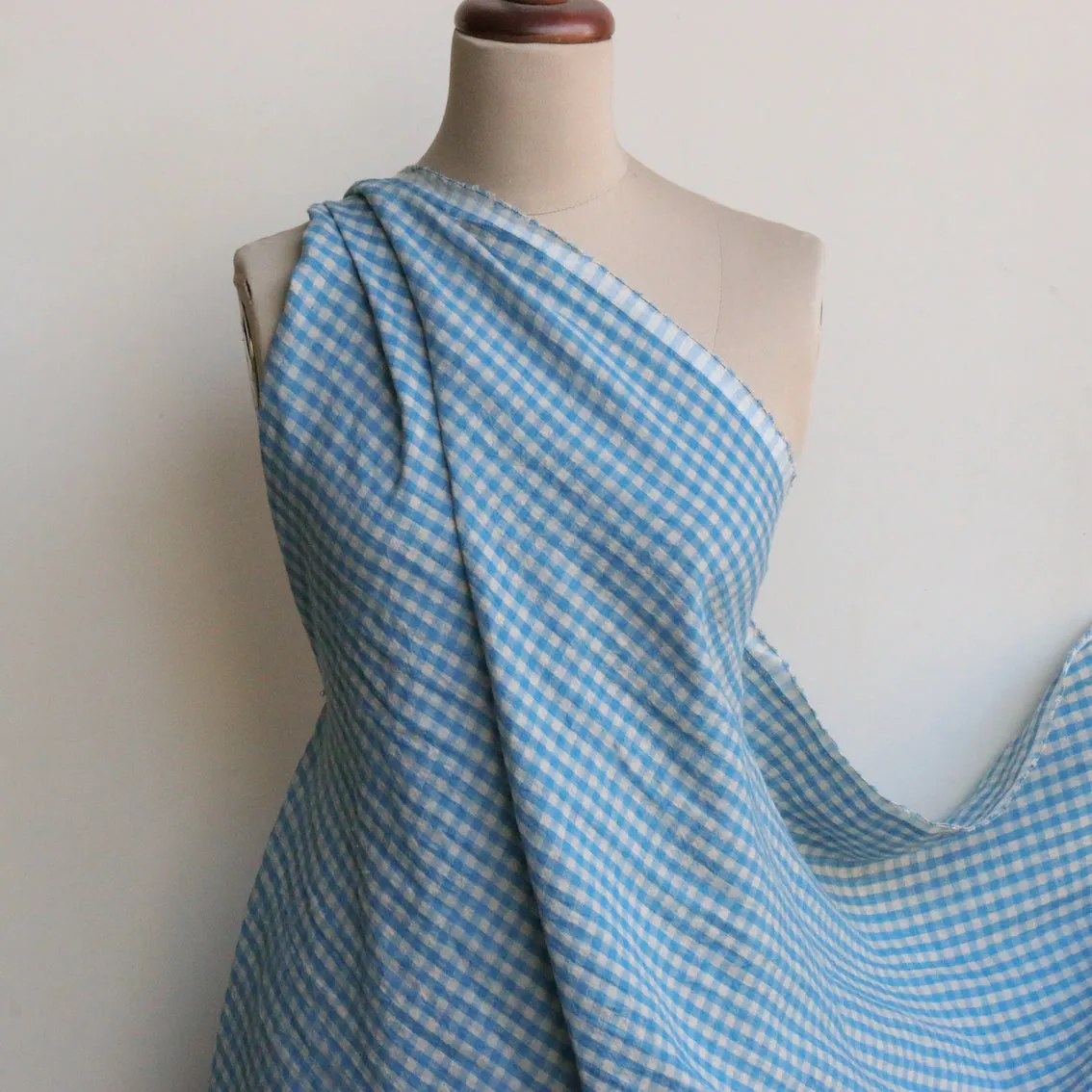 Abby Check Azure Washed Linen