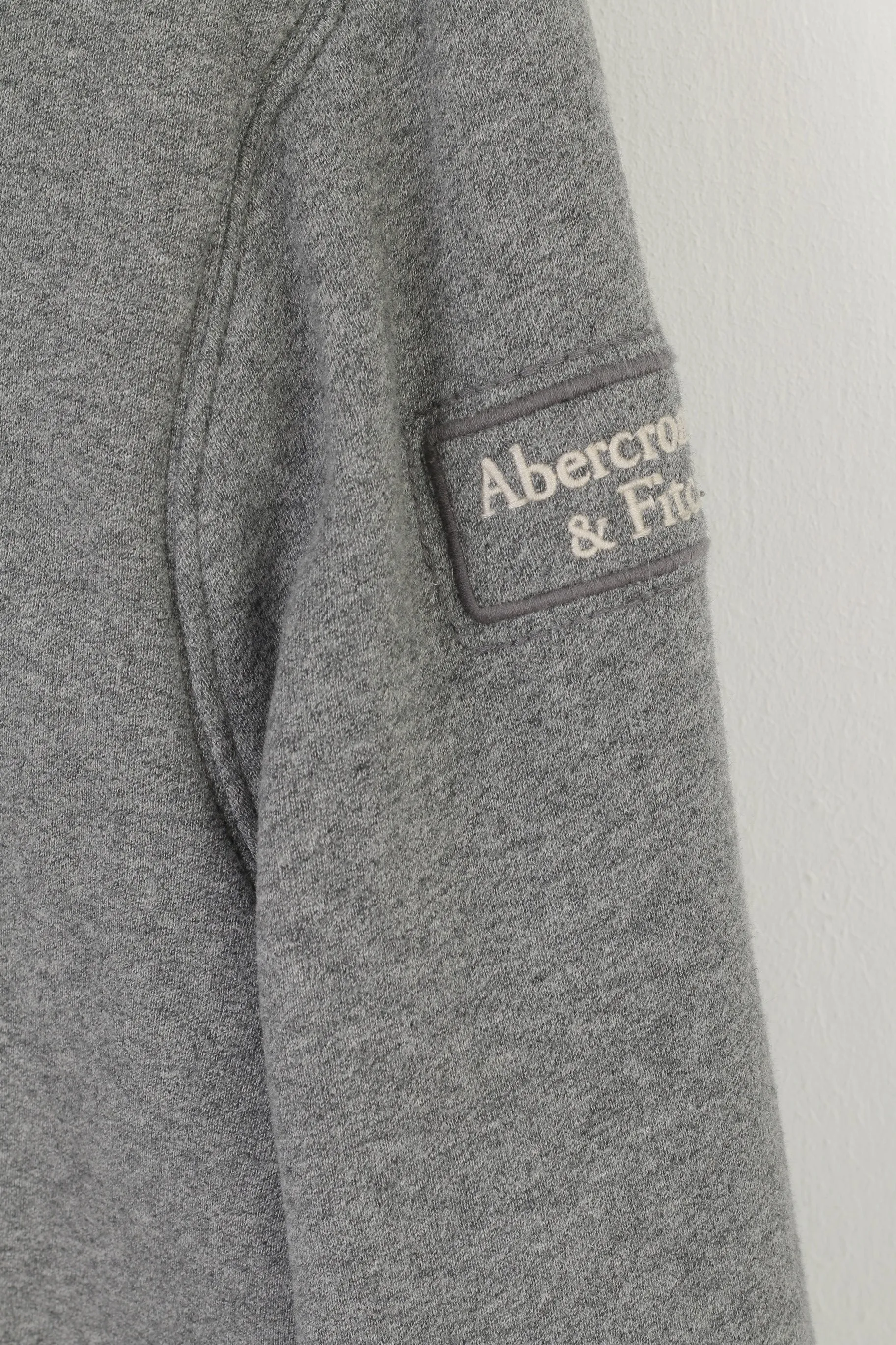 Abercrombie & Fitch Men XL (L) Jacket Gray Cotton Bomber Full Zipper Sportswear Top