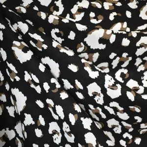 Abstract Animal Print Linen Blend Shirting Black