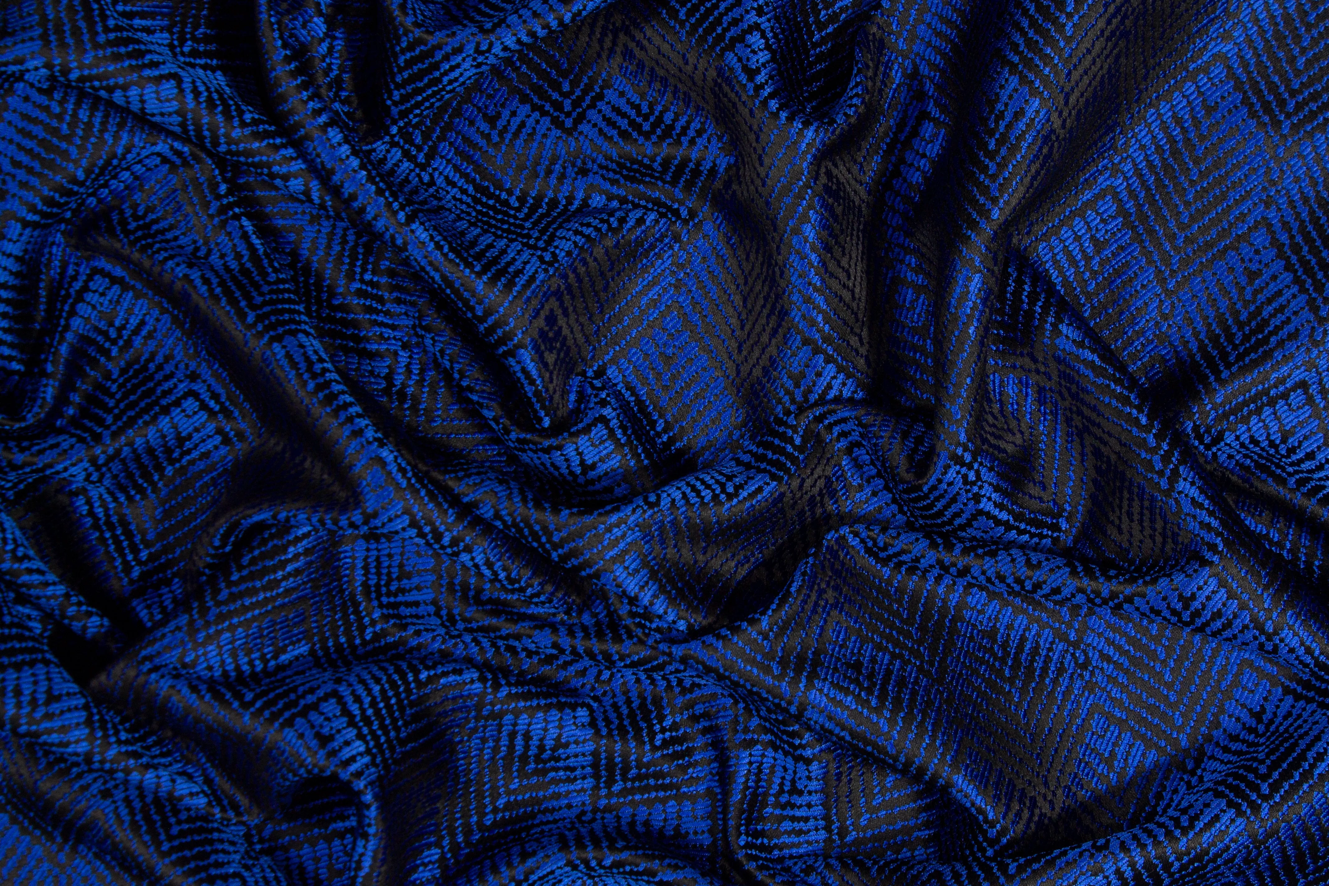 Abstract Brocade - Royal Blue and Black