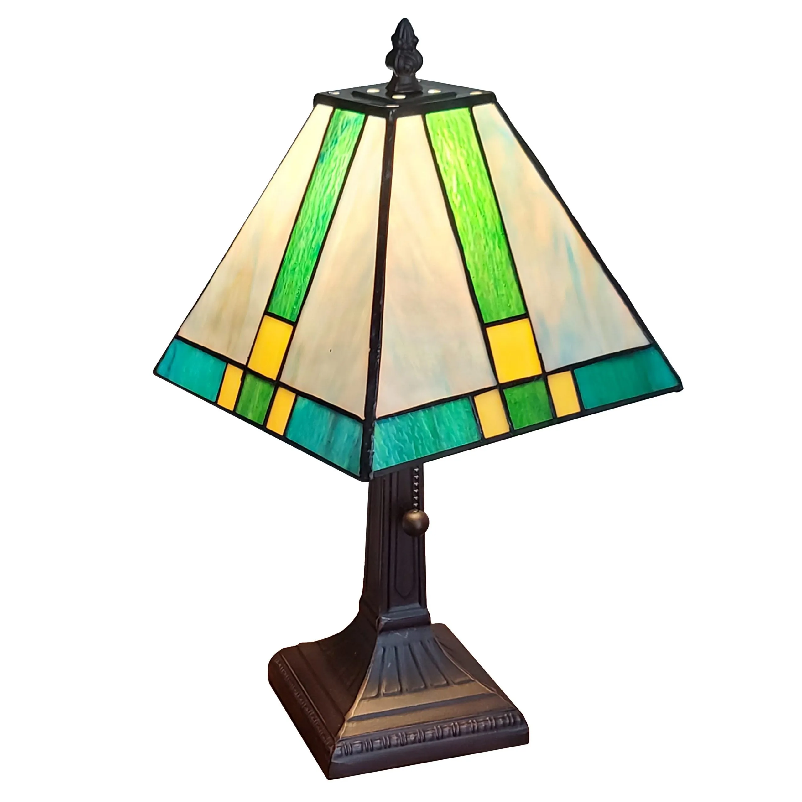 Amora Lighting AM354TL08 Tiffany Style Table Lamp Banker Mission 14.5" Tall