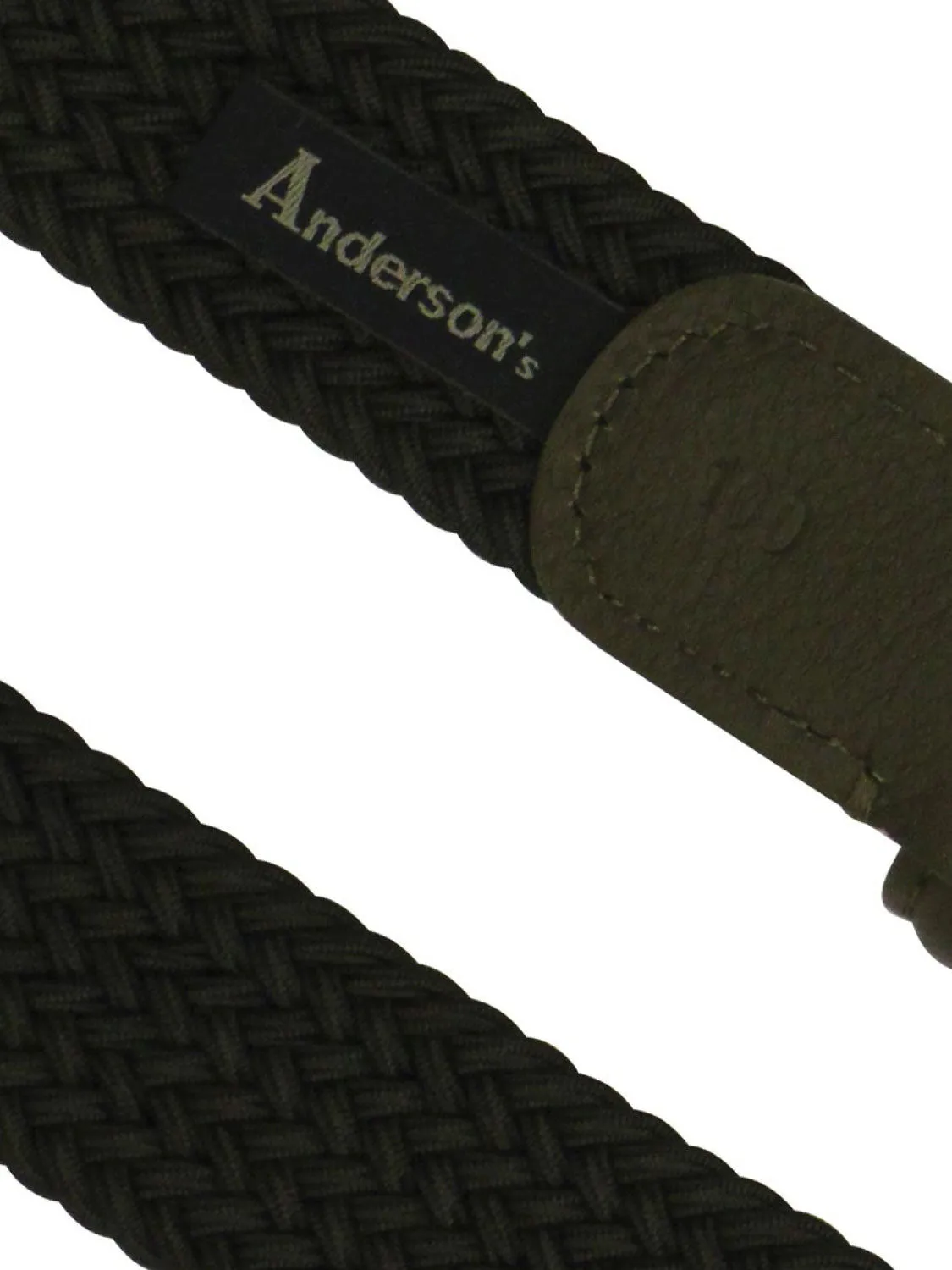 Anderson's Leather-Trimmed Woven Belt Green