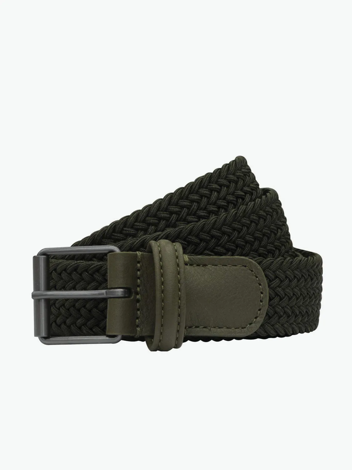 Anderson's Leather-Trimmed Woven Belt Green