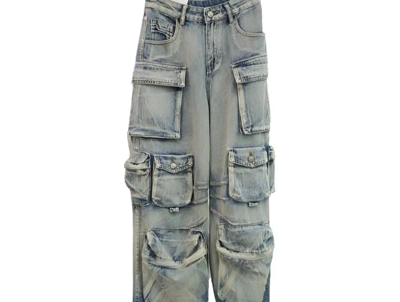 Ash Gradient Multi-Pocket Denim Jeans