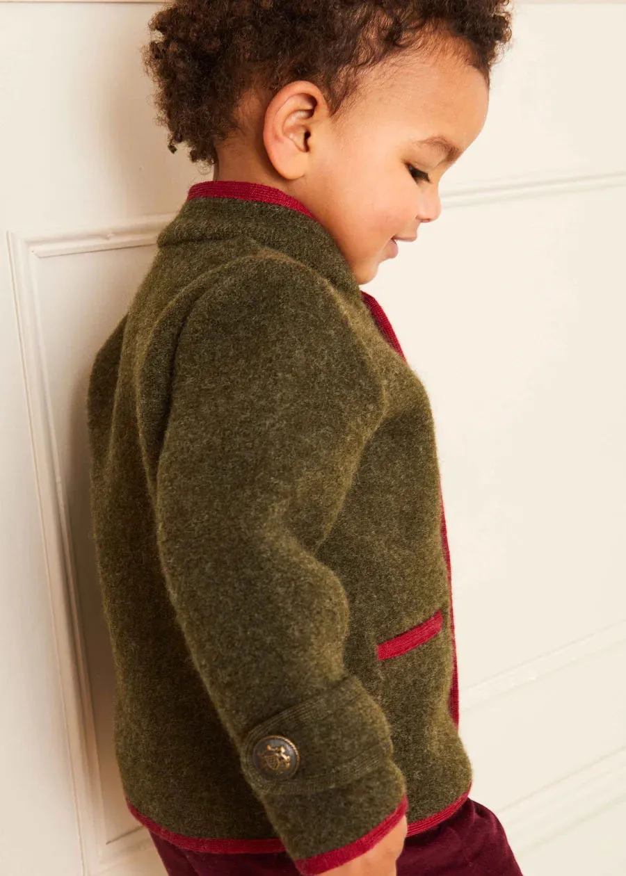 Austrian Single Breasted Contrast Trim Jacket in Green (18mths-10yrs)