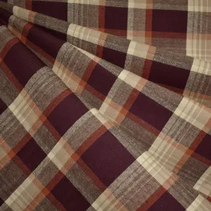 Autumn Delight Plaid Cotton Shirting Plum/Rust