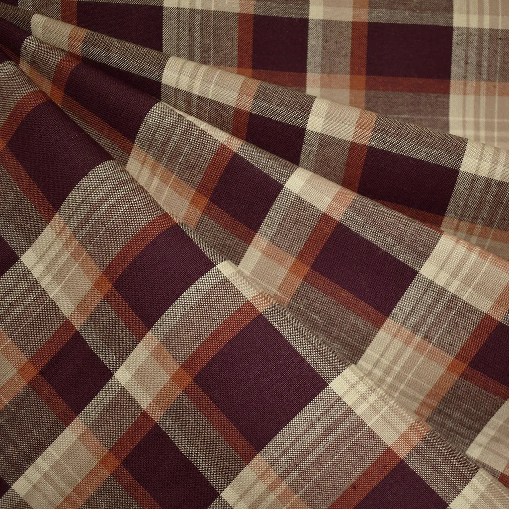 Autumn Delight Plaid Cotton Shirting Plum/Rust