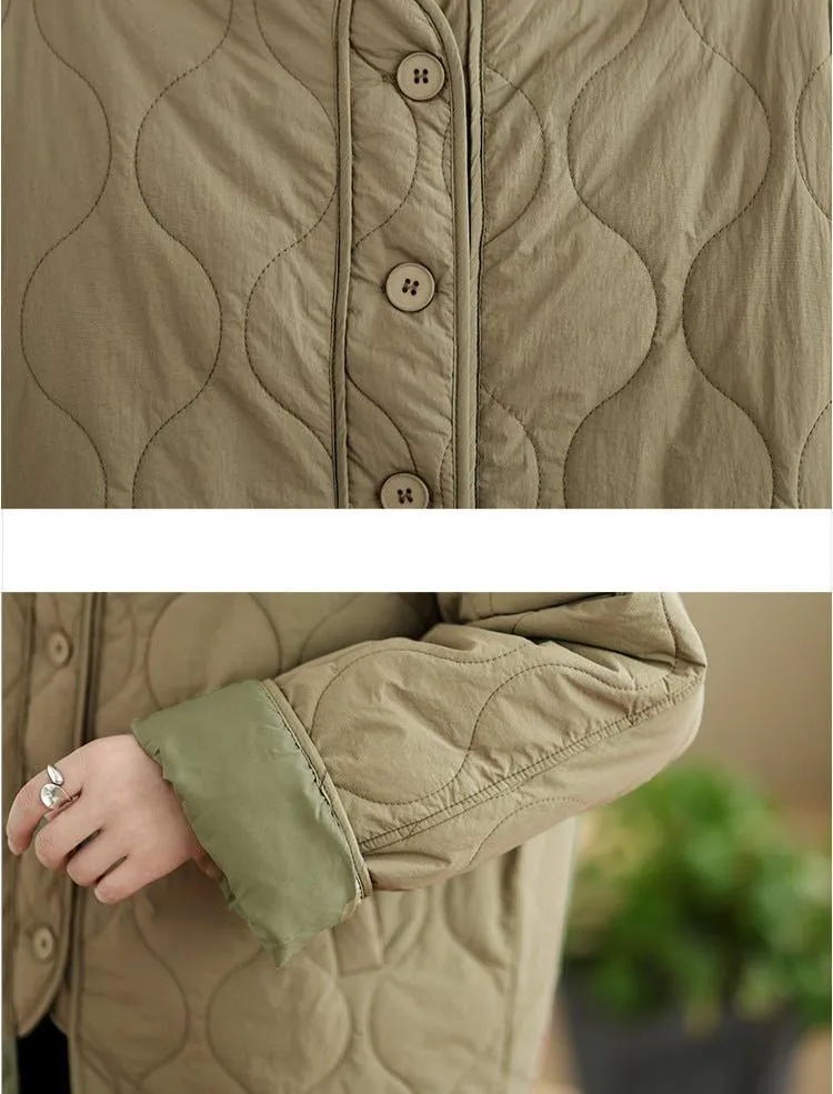 Babakud Women Winter Retro Loose Casual Cotton- Padded Jacket