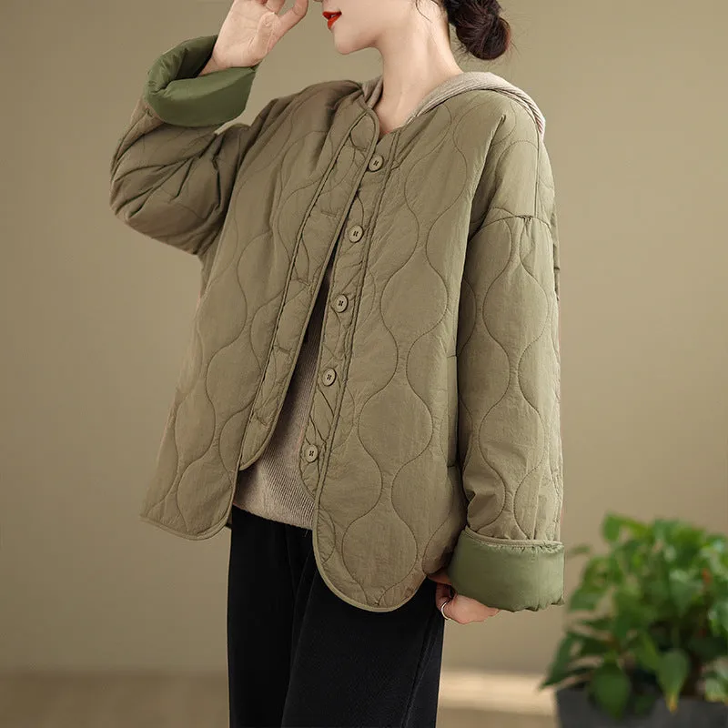 Babakud Women Winter Retro Loose Casual Cotton- Padded Jacket