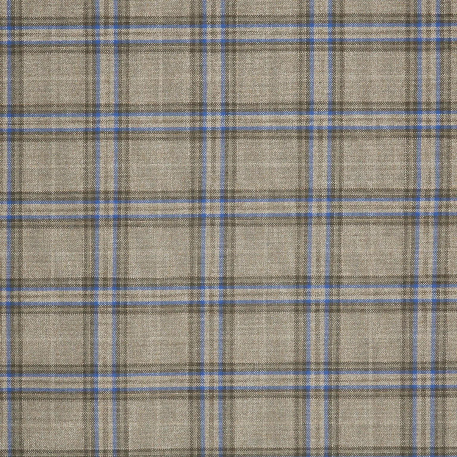 Beige and Blue Windowpane Diamond Emerald Super 130's Wool Ariston Fabric