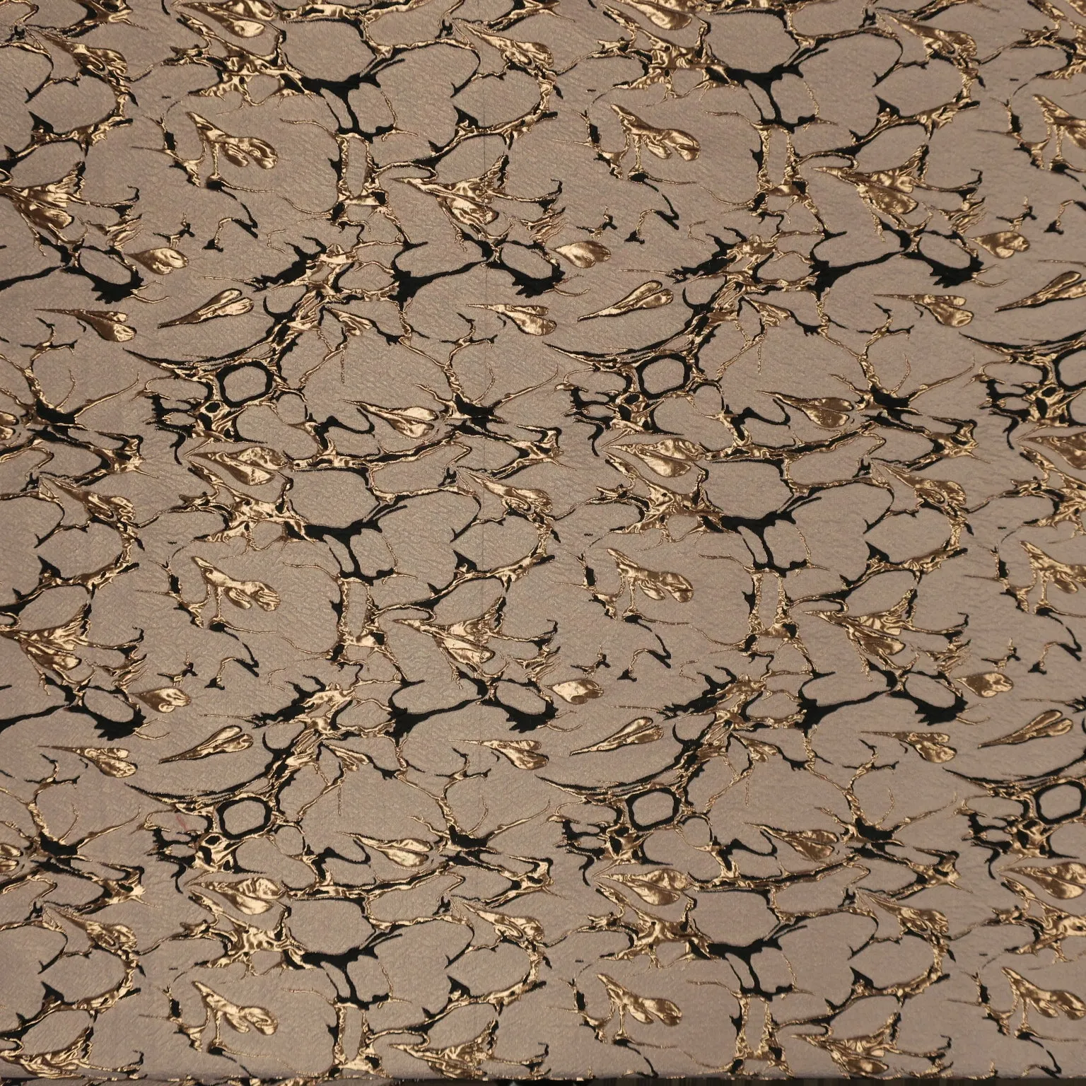 Beige with Gold and Black Abstract Brocade Fabric