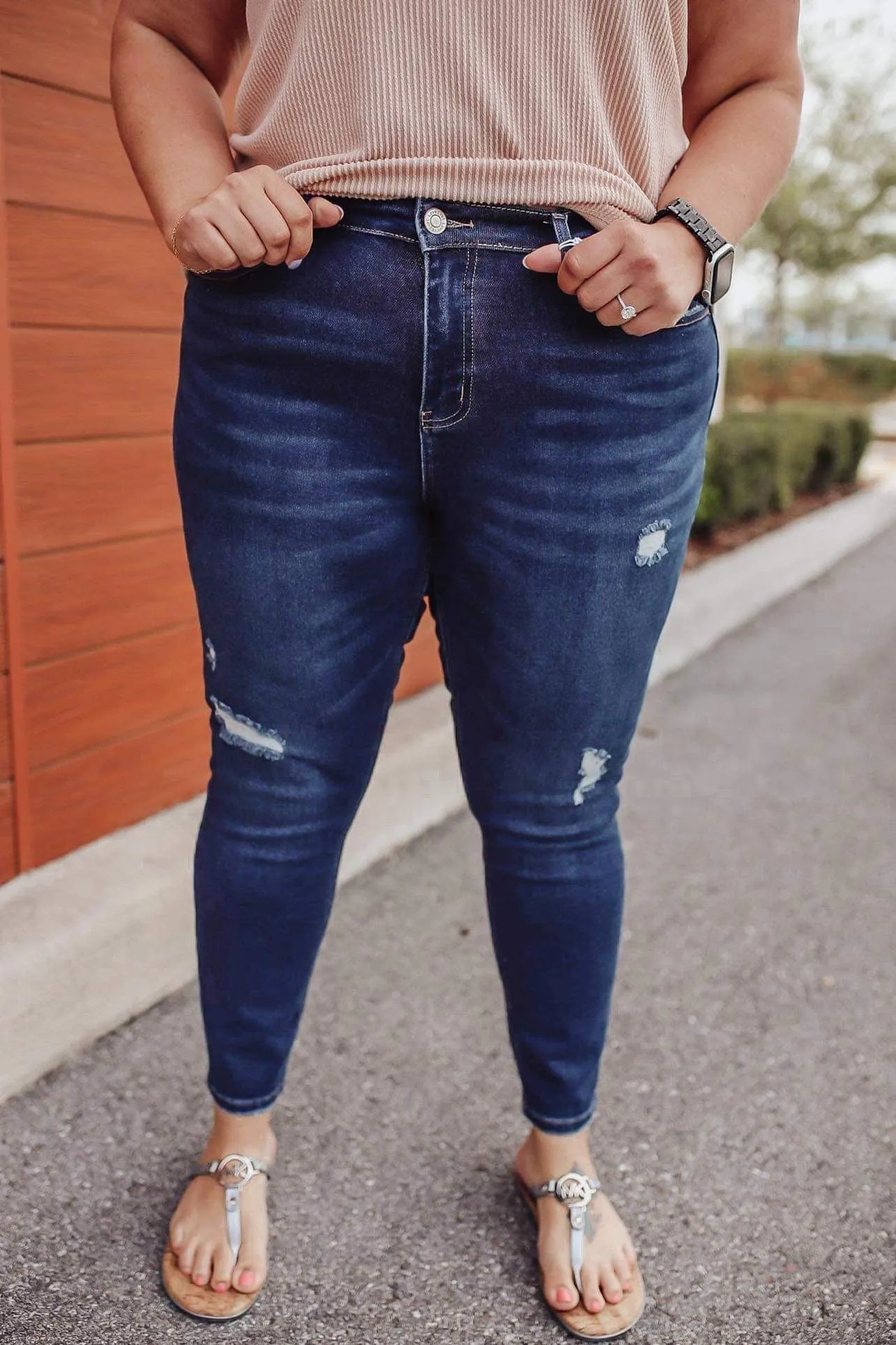 Better Half Mid Rise Distressed Skinny Jeans Plus/Reg