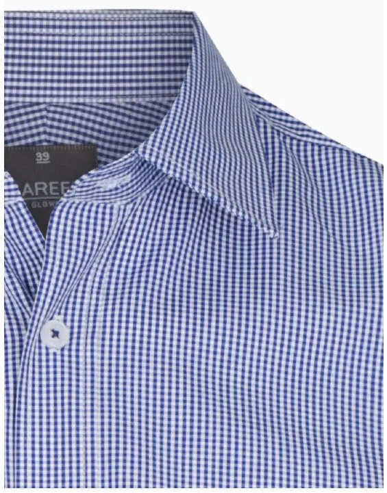 Big Mens Gingham Navy Long Sleeve Shirt 1637L