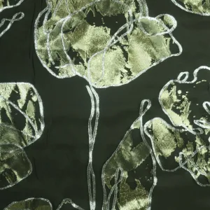 Black and Gold Abstract Textured Brocade Fabric