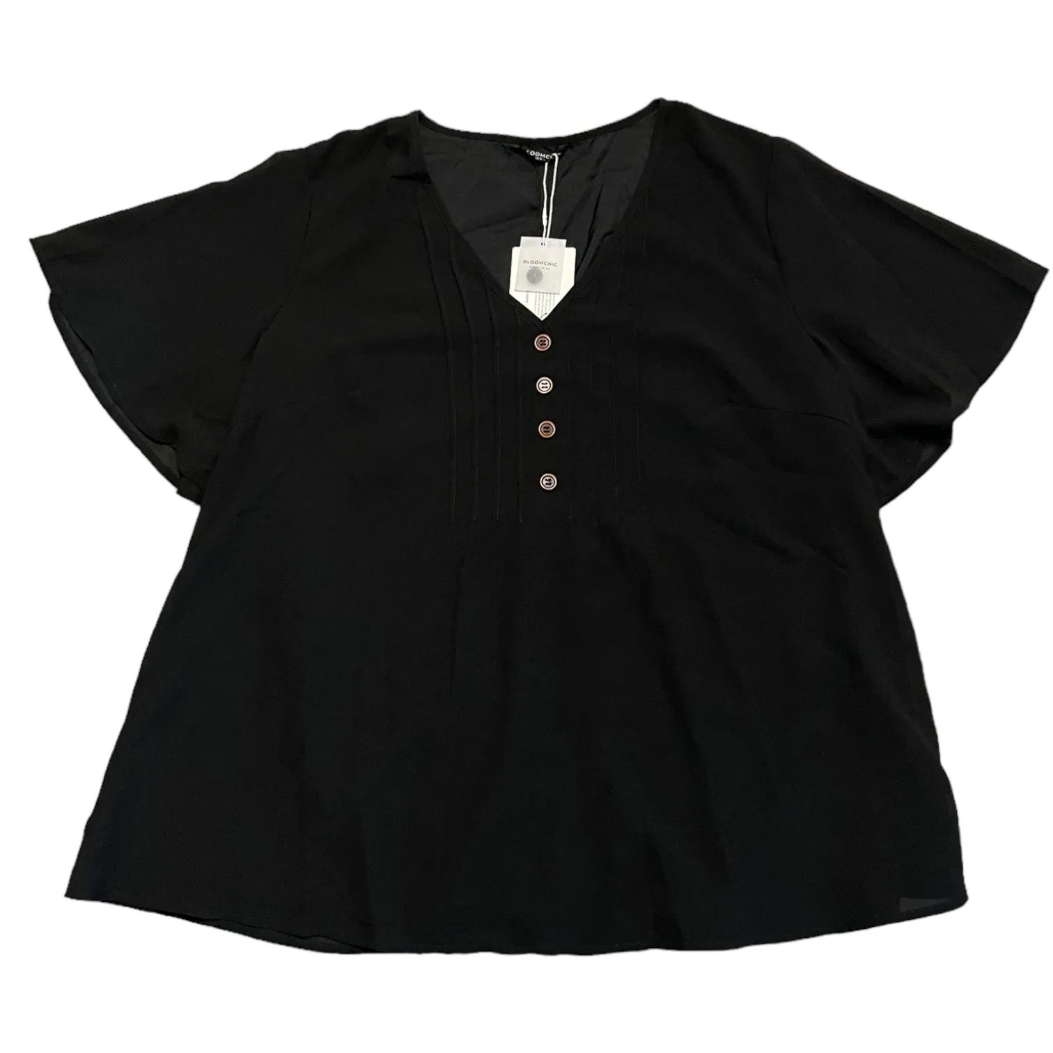 Bloomchic Plus Size Black V Neck Layered Shirt Size 14-16