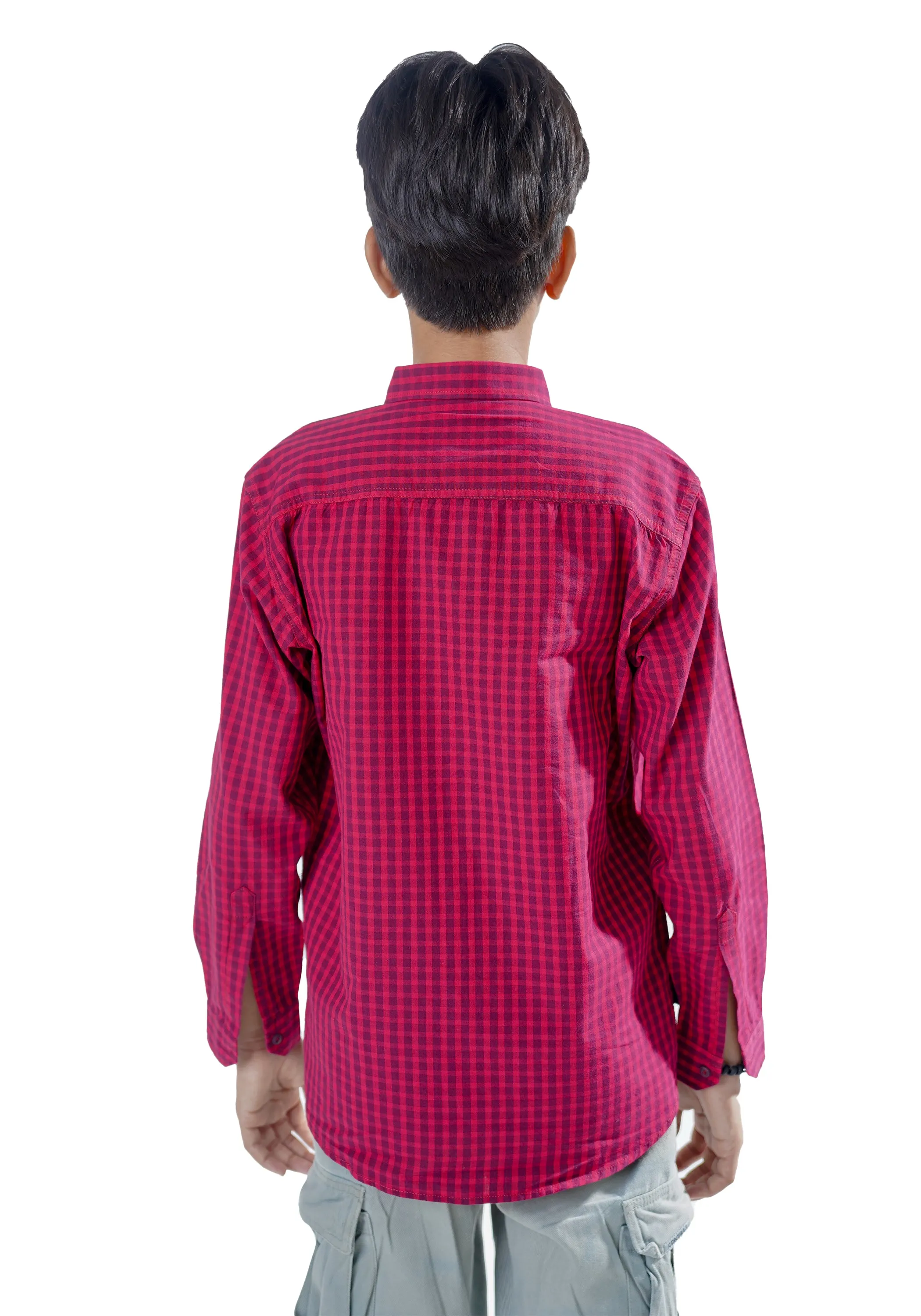 Boy Maroon Checkered Shirt