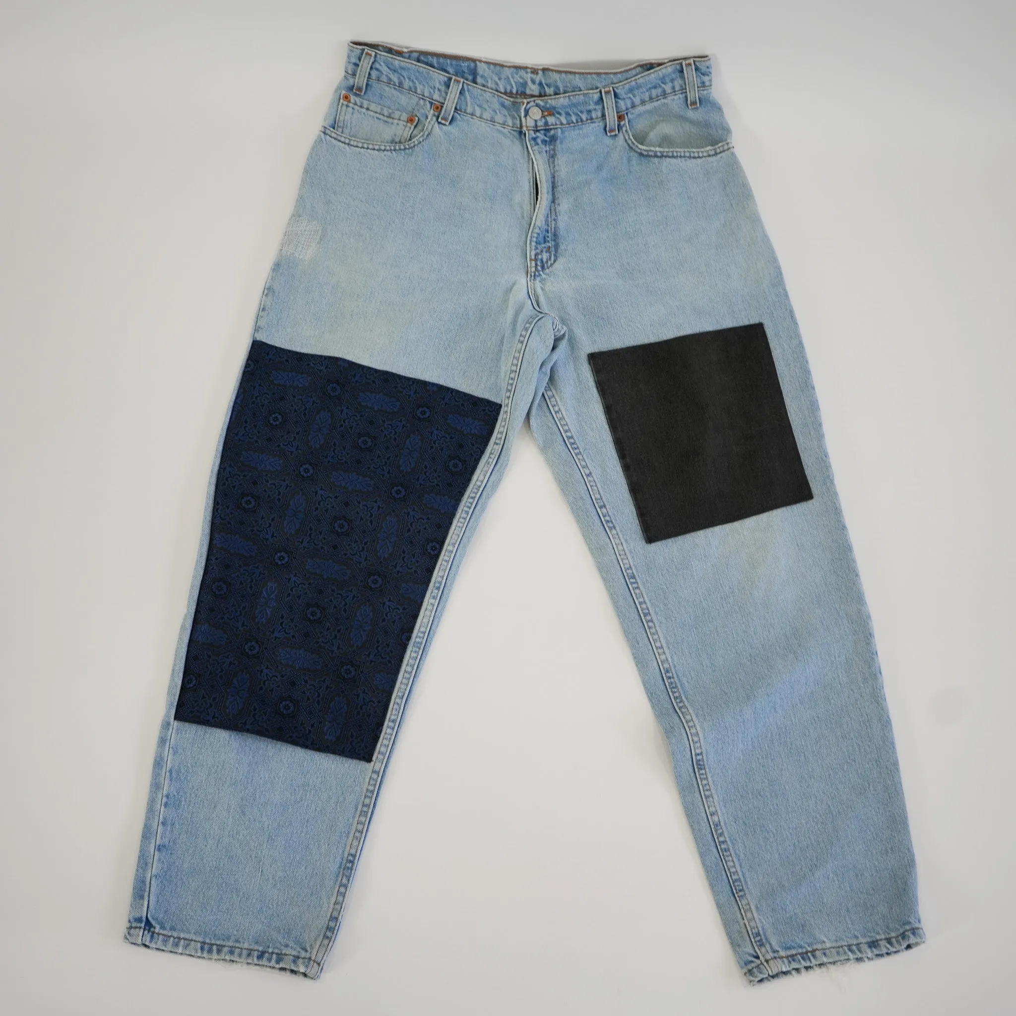 Brocade & Denim Patchwork Jeans Light Wash (W 36)