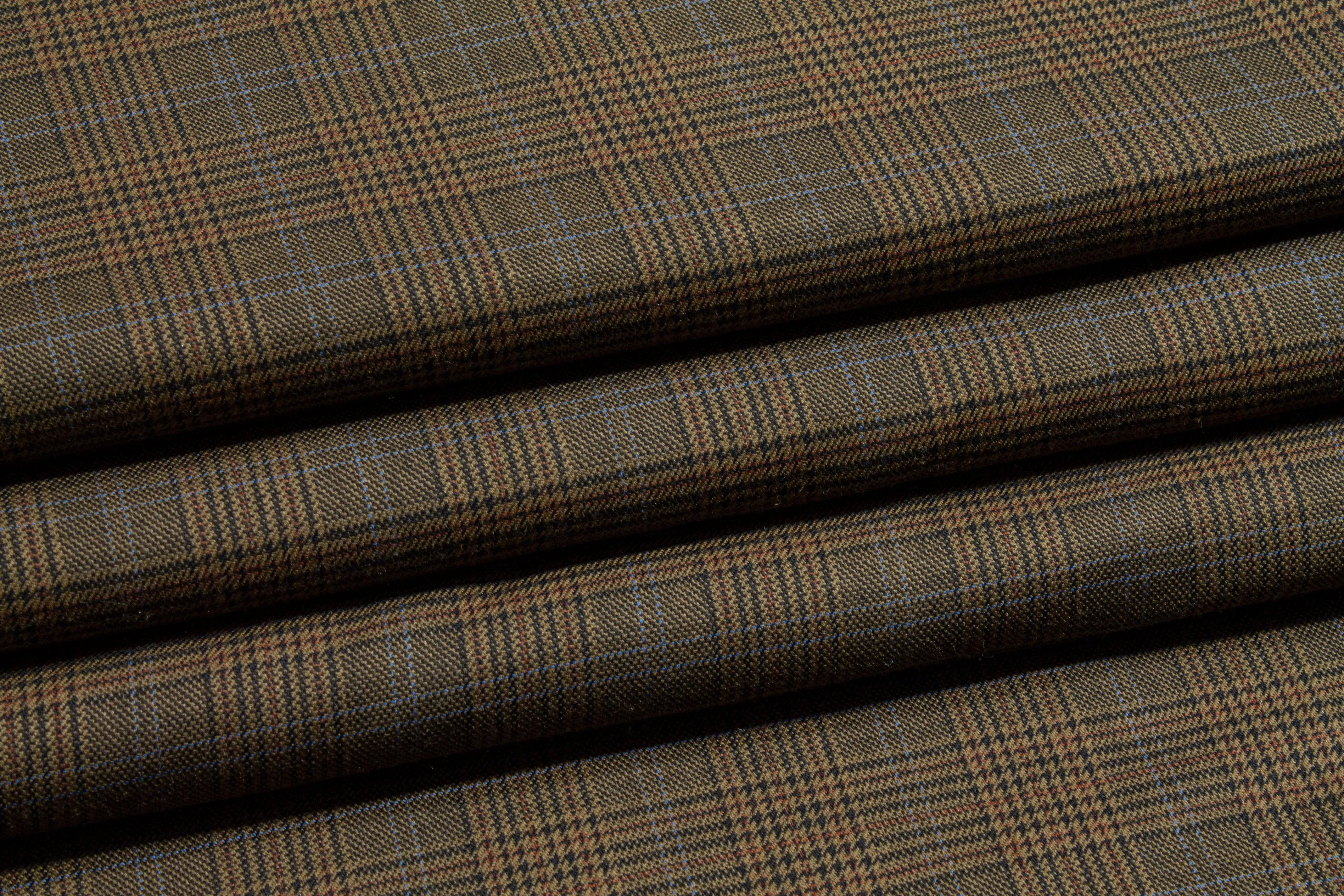 Brown Glen Check Italian Wool Suiting