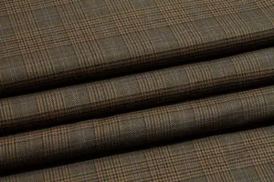 Brown Glen Check Italian Wool Suiting