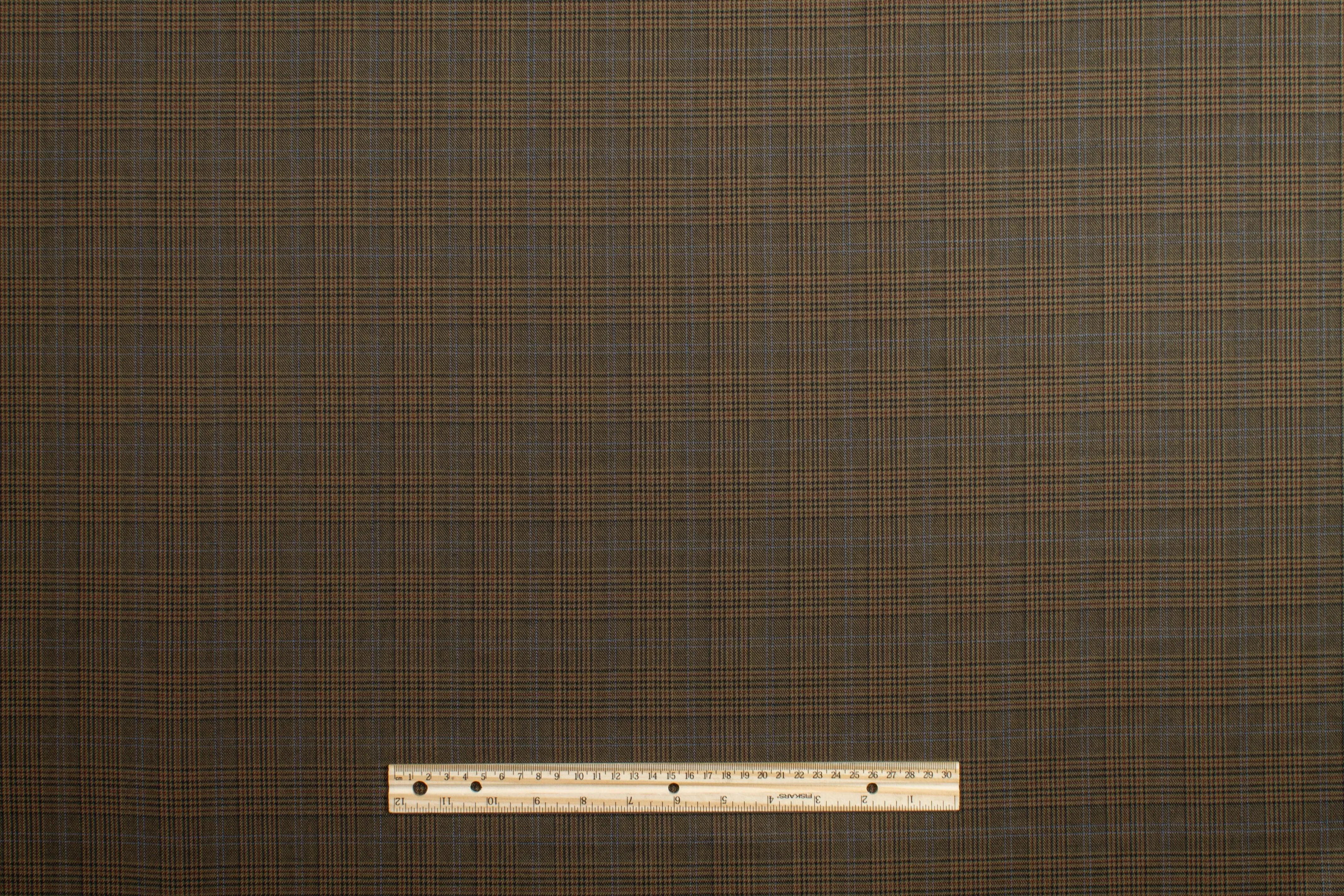 Brown Glen Check Italian Wool Suiting