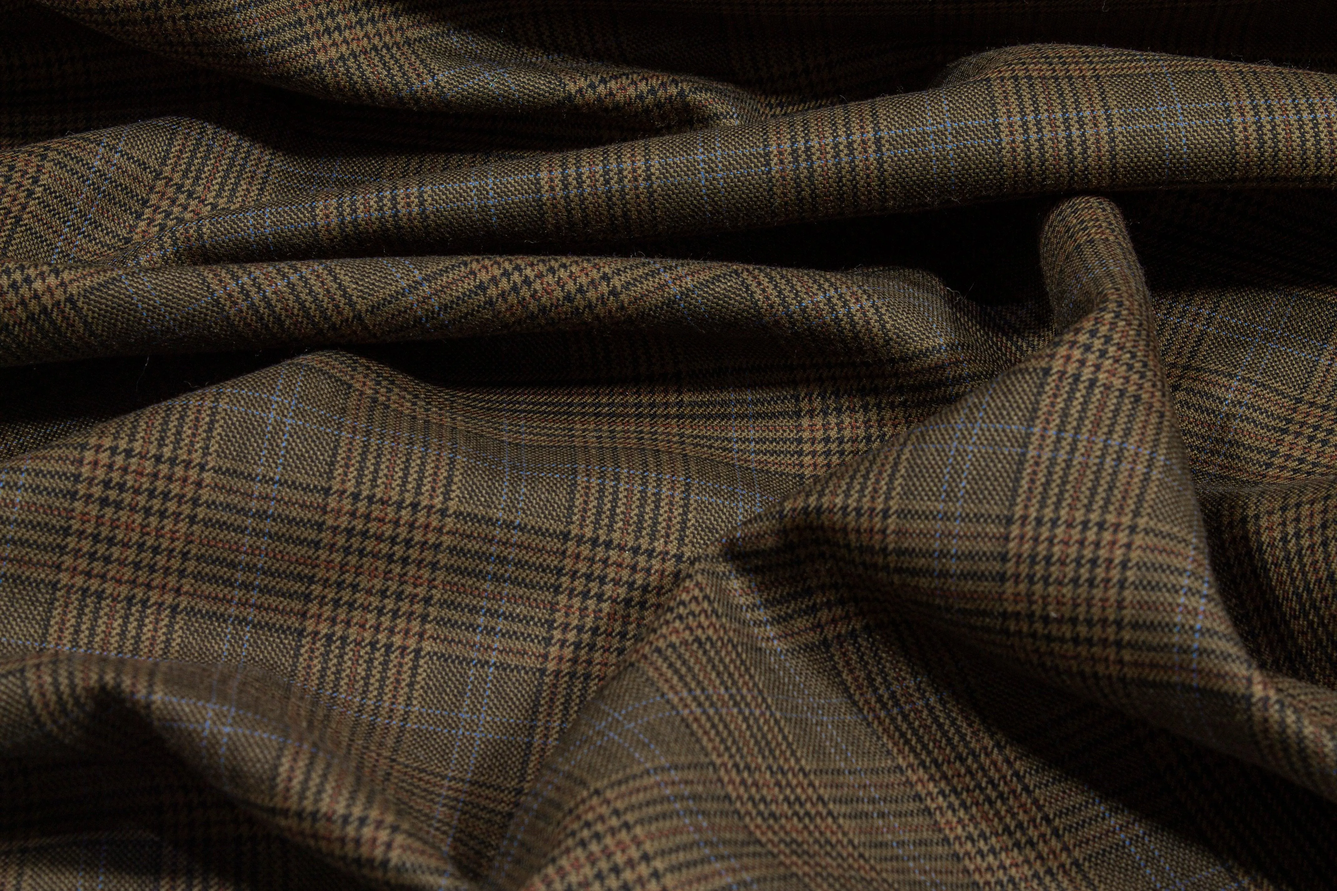 Brown Glen Check Italian Wool Suiting