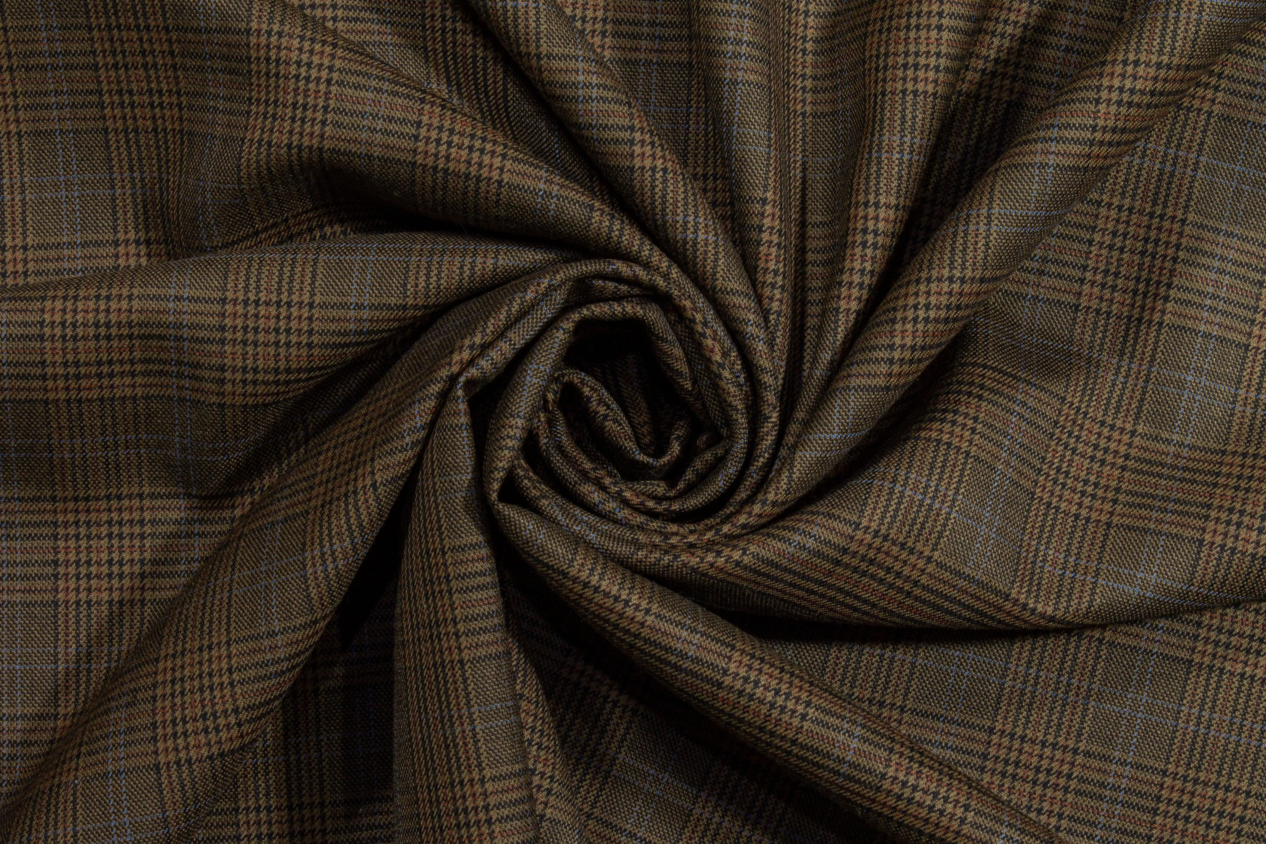 Brown Glen Check Italian Wool Suiting