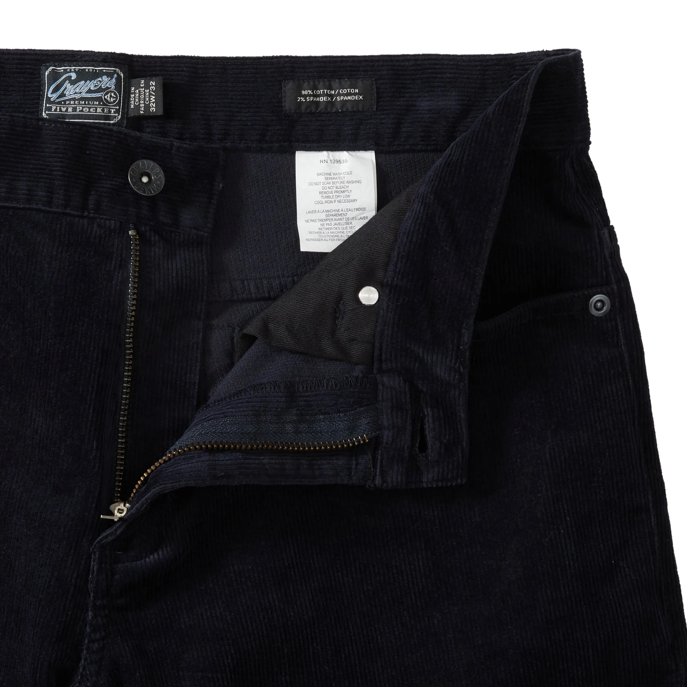 Burlington 5 Pocket  Stretch Corduroy  - Navy