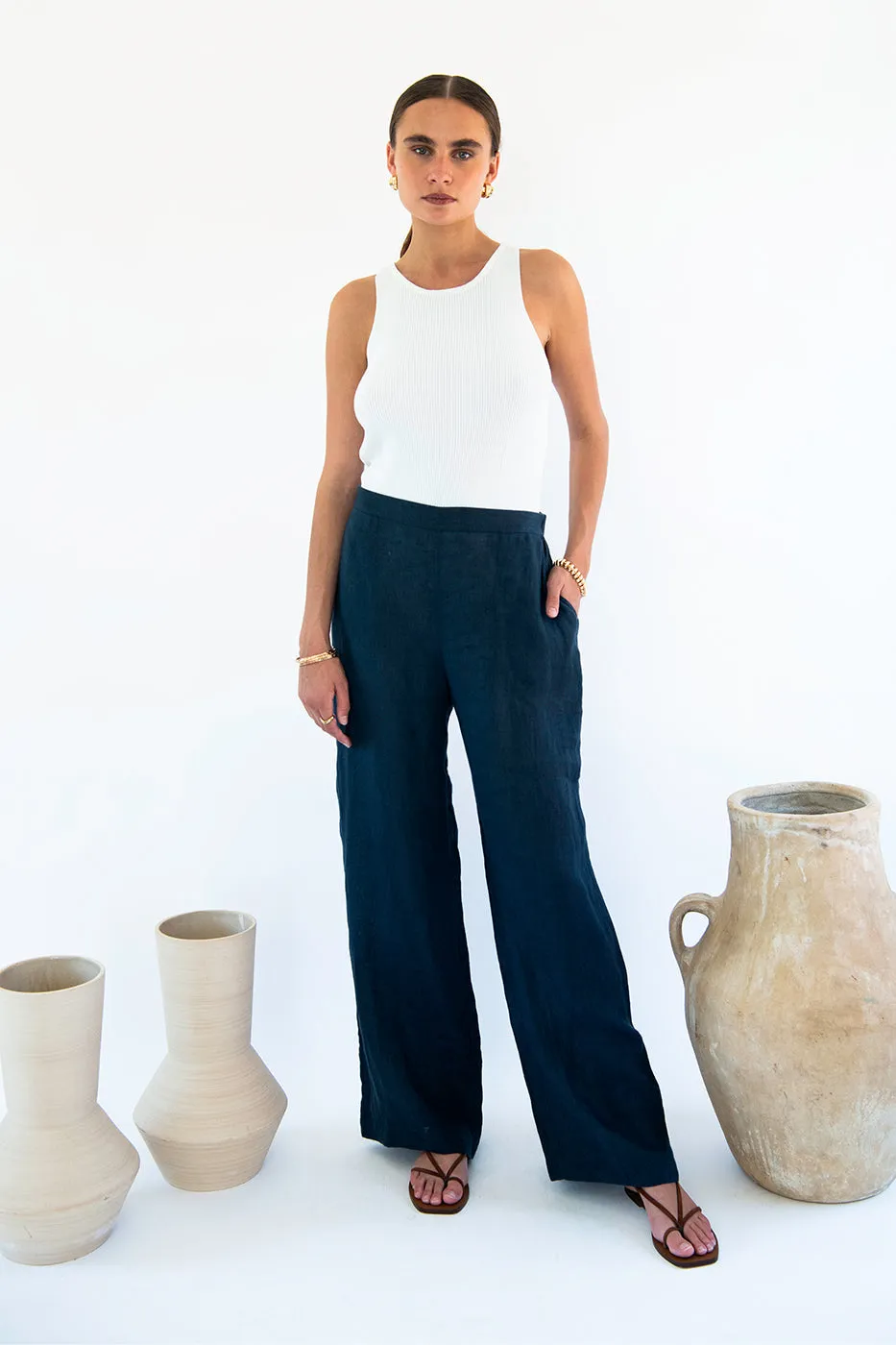 Cara Palazzo Pants - Linen