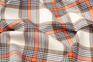 Checked Italian Wool Suiting - Orange / Brown / Ivory