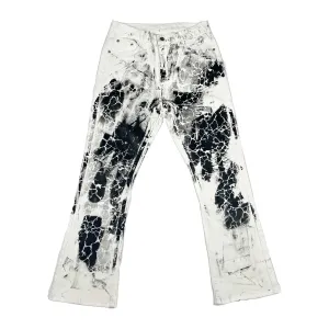 Crackled Paint Bootleg Denim Jeans