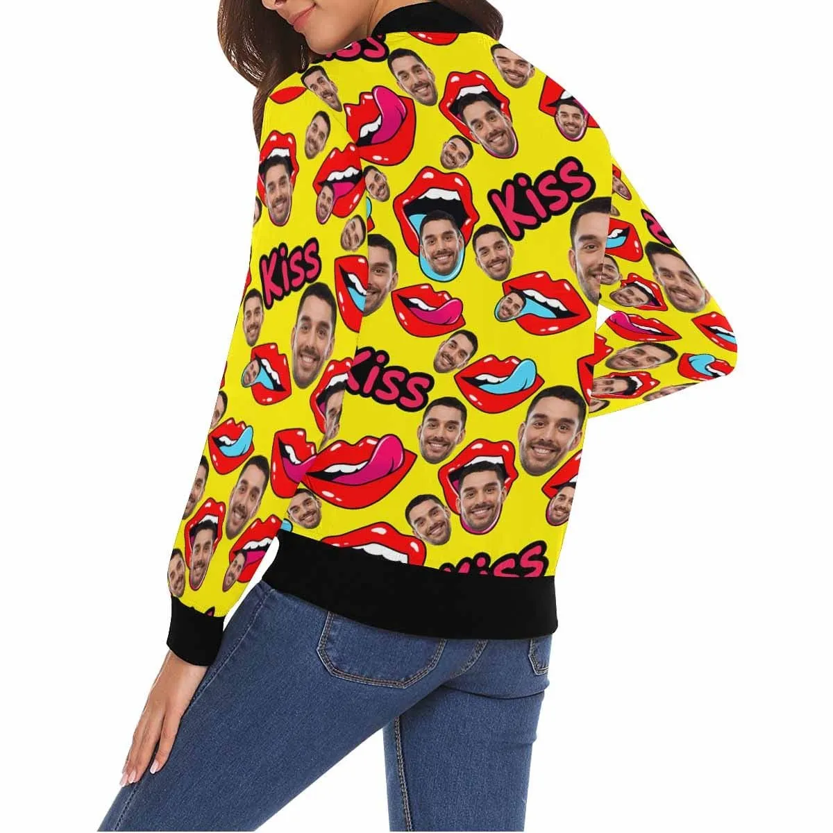 Custom Boyfriend Face Lips Women's Casual Jacket