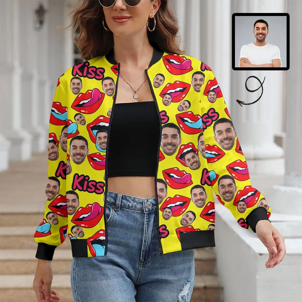 Custom Boyfriend Face Lips Women's Casual Jacket