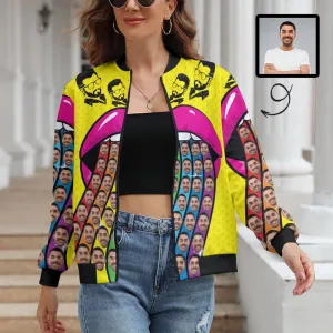 Custom Boyfriend Face Mouth Rainbow Women's Casual Jacket