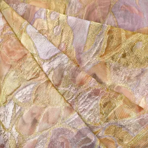 Designer Watercolor Abstract Leaf Brocade Champagne/Blush