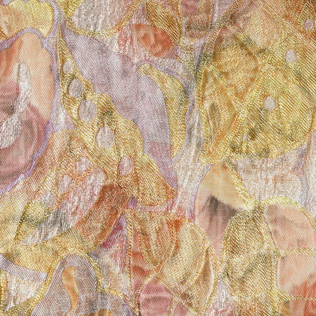 Designer Watercolor Abstract Leaf Brocade Champagne/Blush