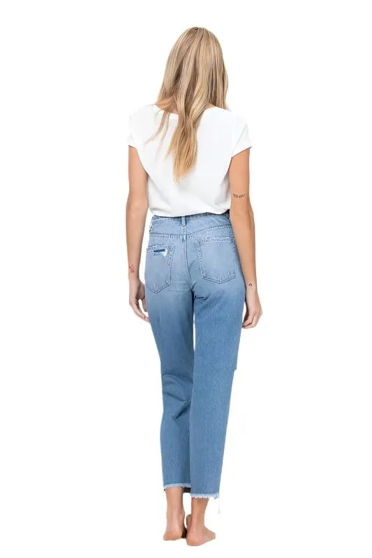 Distressed Raw hem Mom Jeans by VERVET Flying Monkey