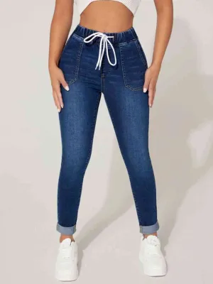 Drawstring Cropped Jeans