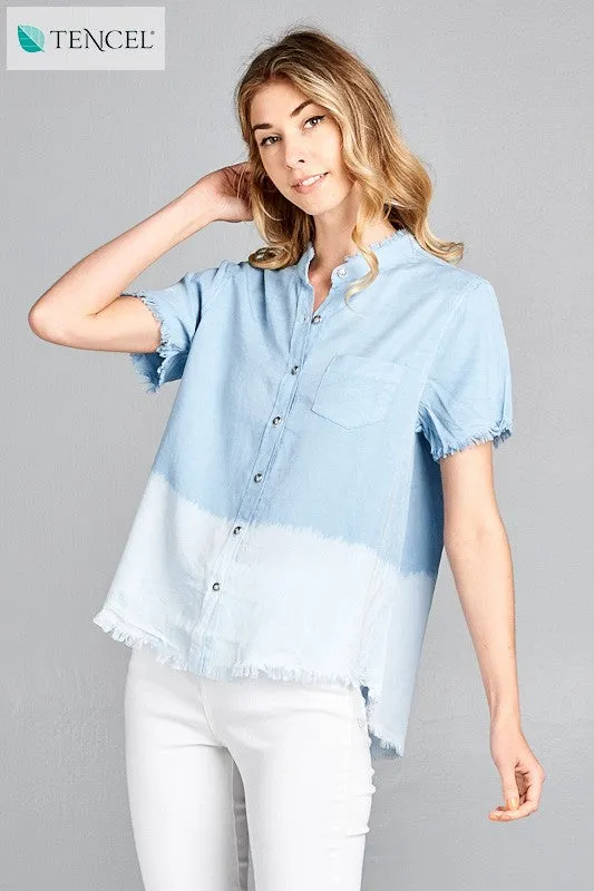 Dye Tip Button Up Top